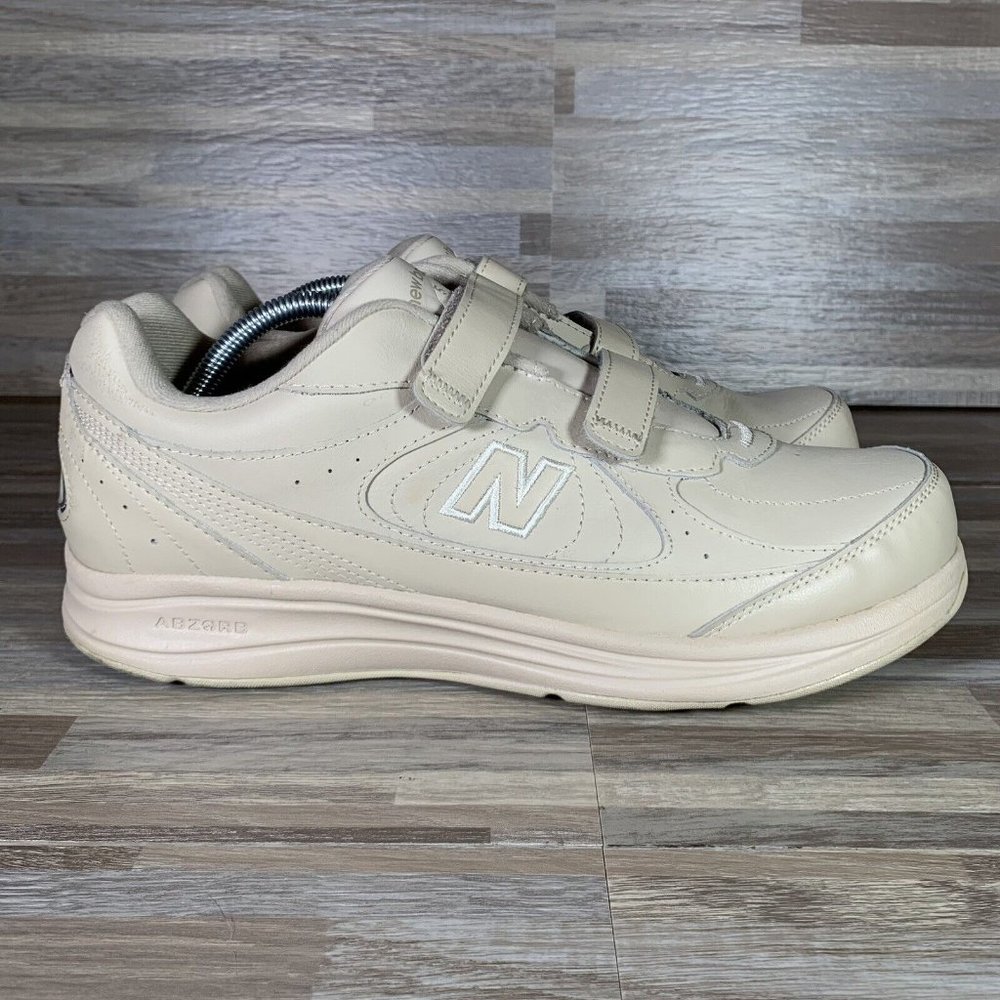New Balance 577 Hook N Loop Beige Leather Shoes MW577VB Men’s Size 11.5 4E Wide